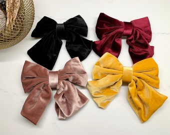 Oversized Velvet French Barrette Bow