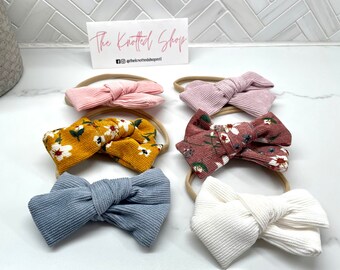 Corduroy Newborn Bow Set