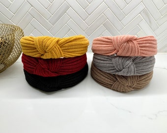 Classic Ribbed Knit Top Knot Headband