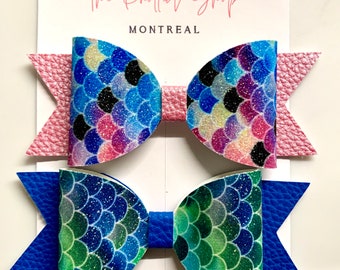 Mermaid Glitter Hair Bow set