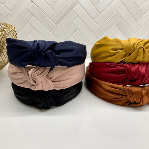 Adult Kids Silk top knot headbands / fall top knot headbands / kid headbands / girls top knot headband / adult headband