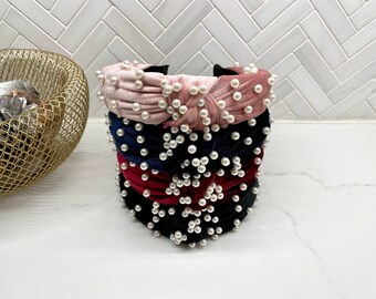 Velvet Pearl Top Knot Headband