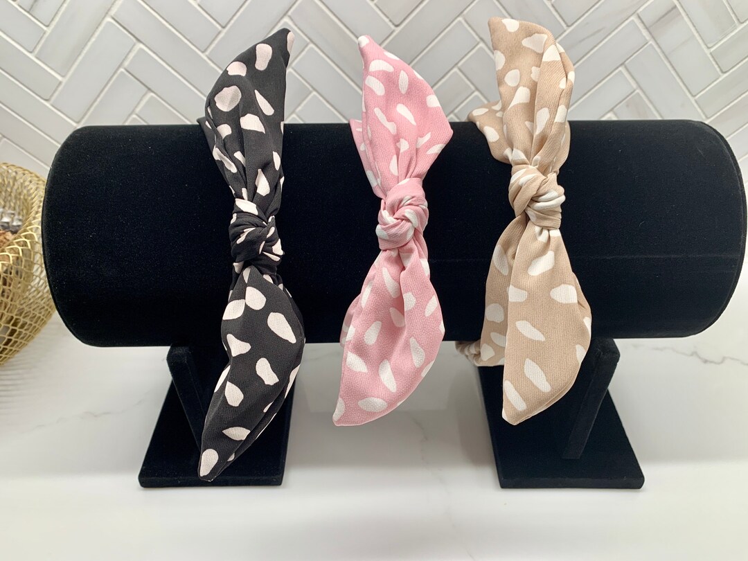 Polka Dot Center Bow Headbands / Black Dots / Pink Dots / Beige Dots ...