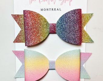 Rainbow Glitter Hair Bow set