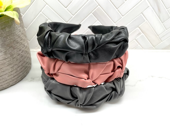 Faux Leather Braid Twist Headband