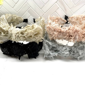 Vintage Floral Center Bow Headband / Bow Headband / Black Bow Headband / Pink Bow Headband /Large Bow Headband/ Knot Bow Headband