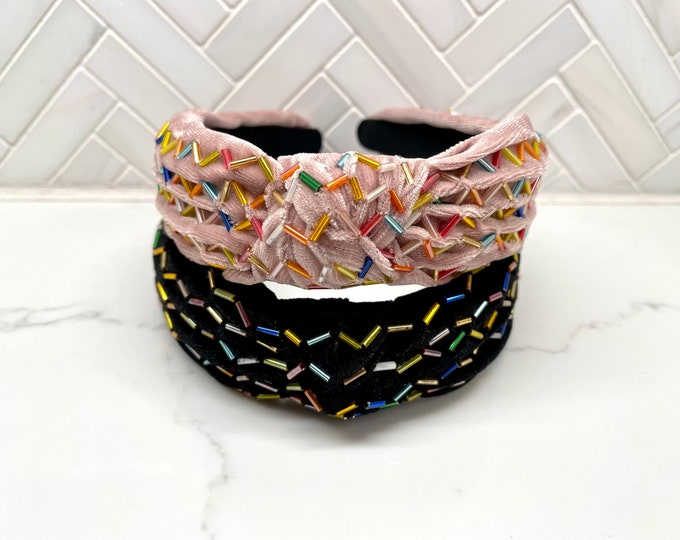 Velvet Sprinkle Top Knot Headband