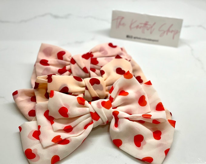 Oversized Heart Barrette Bows