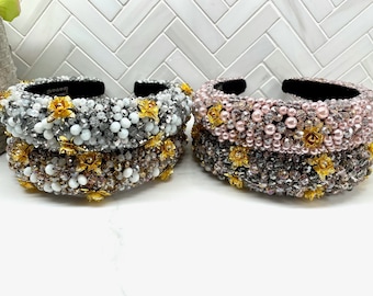 Large Pearl Beaded Headband