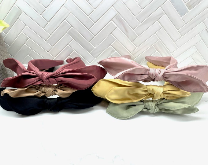 Double Center Bow Silk Headband