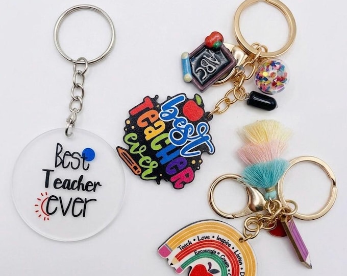 Teacher Appreciation Keychain | Best Teacher Ever Gift | Custom Acrylic Keyrings for Educators, Mentors, and Coaches