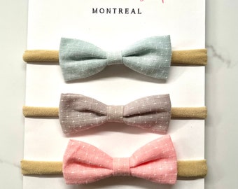 Newborn Linen Bow Set