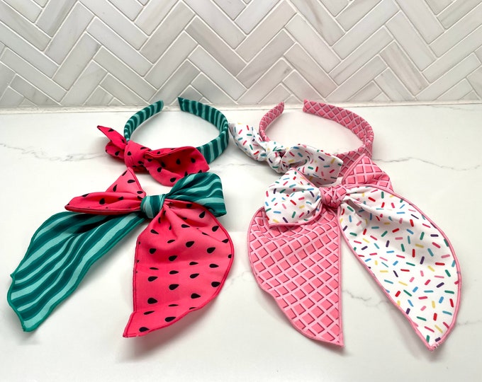 Summer Side Bow Kids Headbands and Matching Hair Bow