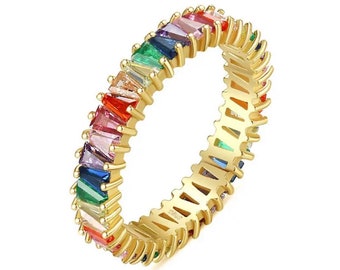 Rainbow Pave Ring