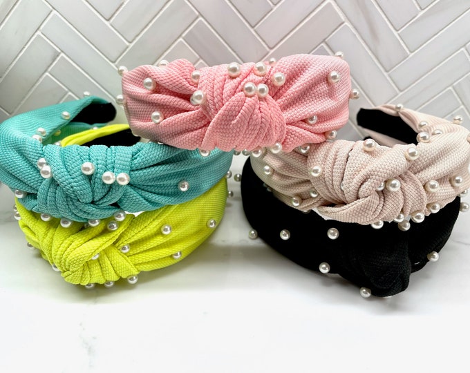 Colorful Pearl Top Knot Headband