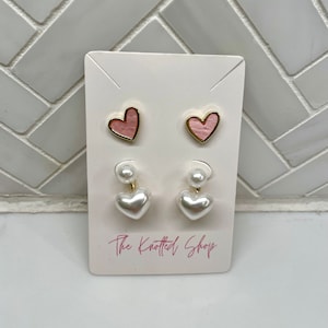 Stainless Steel Studded Heart Earrings / Stud Heart Earrings