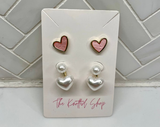 Stainless Steel Studded Heart Earrings