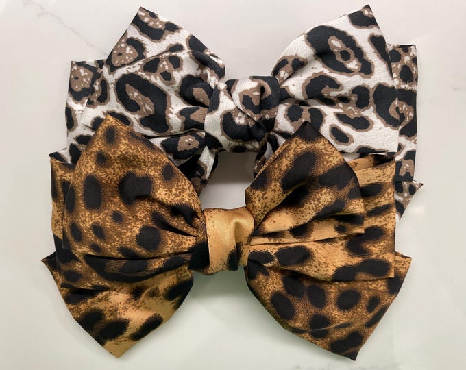 Oversized Leopard Barrette Bows