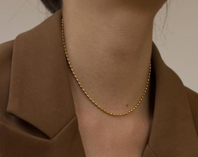 Gold Plated Beaded Chain Choker Necklace