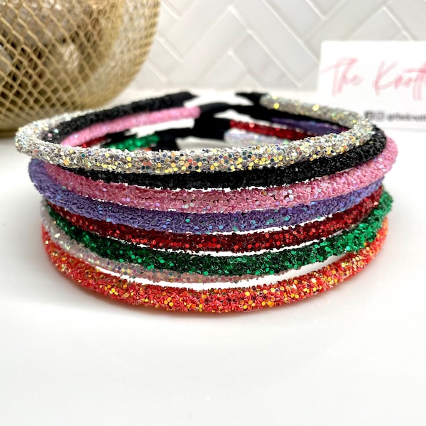 Glitter headbands / girl headbands / sparkle headbands / pink glitter / silver glitter / coral glitter / Christmas glitter headband