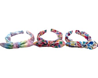 Spring Bow Headband: Rainbow, Daisy, Clover, Princess Fabric