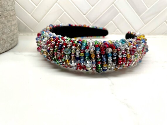 Beaded Gemstone Headband, Embellished Hair Accessory - Etsy