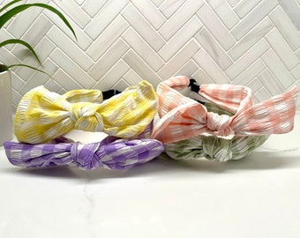 Classic Plaid Center Bow Headband