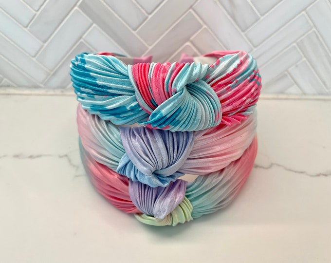 Top knot silk tie dye headbands