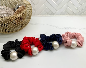 Large Pearl Silk Scrunchies