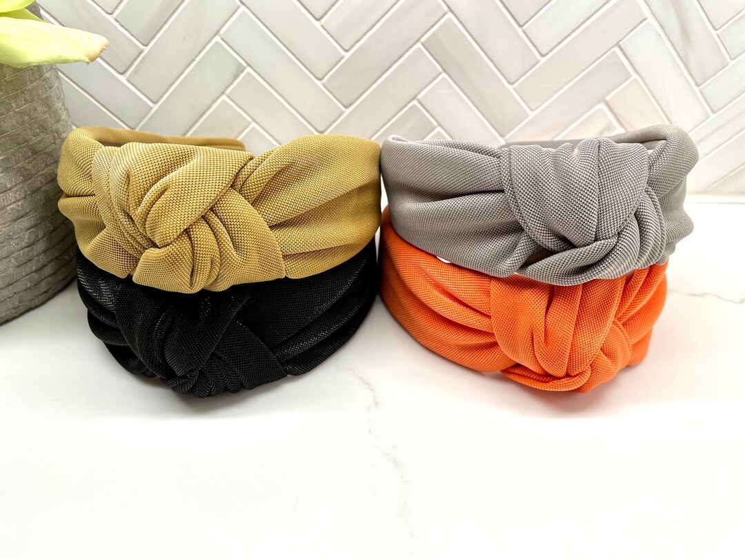 Soft Satin Knit Top Knot Headband / Black Top Knot Headband / Etsy