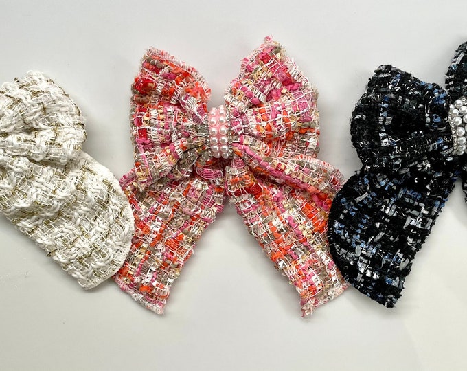 Oversized Knitted French barrette bow