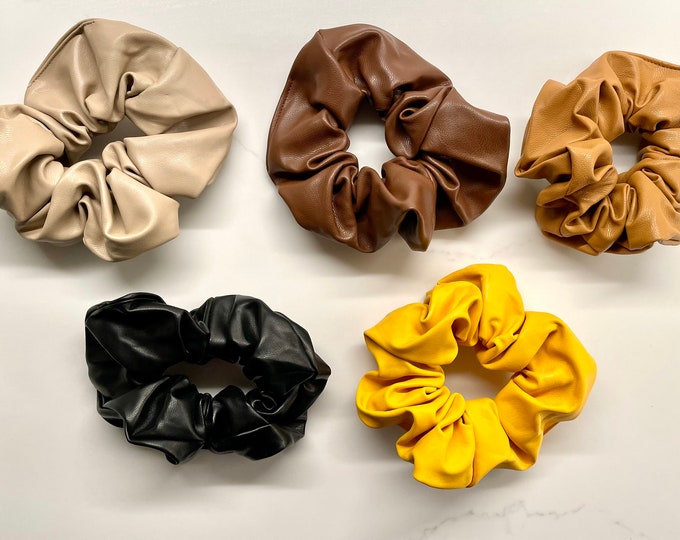 Faux Leather Scrunchie