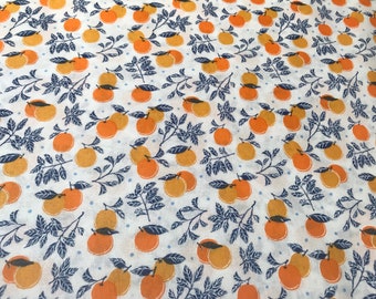 Orange print fabric, cotton fabric, quilting fabric, fabric, mask fabric, sewing fabric cotton, mask