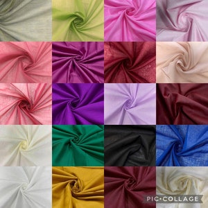 PlaIn 100% Cambric Cotton Voile Fabric Rubia Turban Craft Draping Cotton Lining Fabric 44''wide