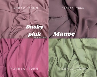 May include: Four fabric swatches in different shades of pink and green. The swatches are labeled "Dusky pink", "Mauve", "Candy pink", and "Pistachio".