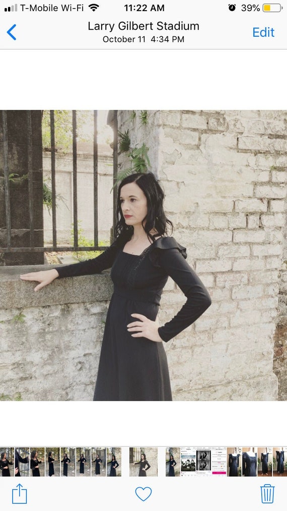 70s Vintage Ruffle sleeve Maxi Dress
