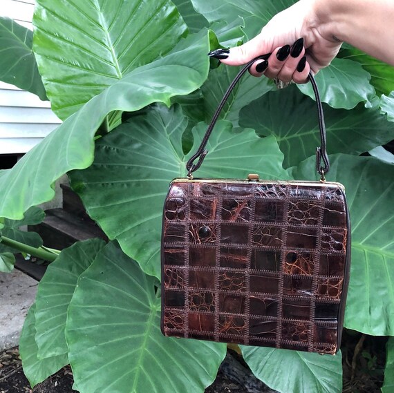 40s Vintage Patchwork Alligator Purse