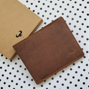 Monedero de bloqueo RFID de los hombres de alphaHide - diseño clásico bifold - bolsillo de la moneda de la cremallera - cuero cazador genuino - cartera de los hombres - titular de la tarjeta