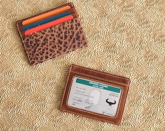 Leather Card Holder - Small Leather Wallet - Slim Wallet Credit Card Holder - Brown Leather - Minimalist Card Case-Front Pocket Wallet