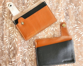 Leather Card Holder - Small Leather Wallet - Slim Wallet Credit Card Holder -  Leather Business Card Holder - Minimalist Front Pocket Wallet