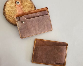 Leather Card Holder - Small Leather Wallet - Slim Wallet Credit Card Holder -  Leather Business Card Holder - Minimalist Front Pocket Wallet