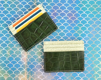 Leather Card Holder - Small Leather Wallet - Slim Wallet Credit Card Holder - Green Leather - Minimalist Card Case - Front Pocket Wallet