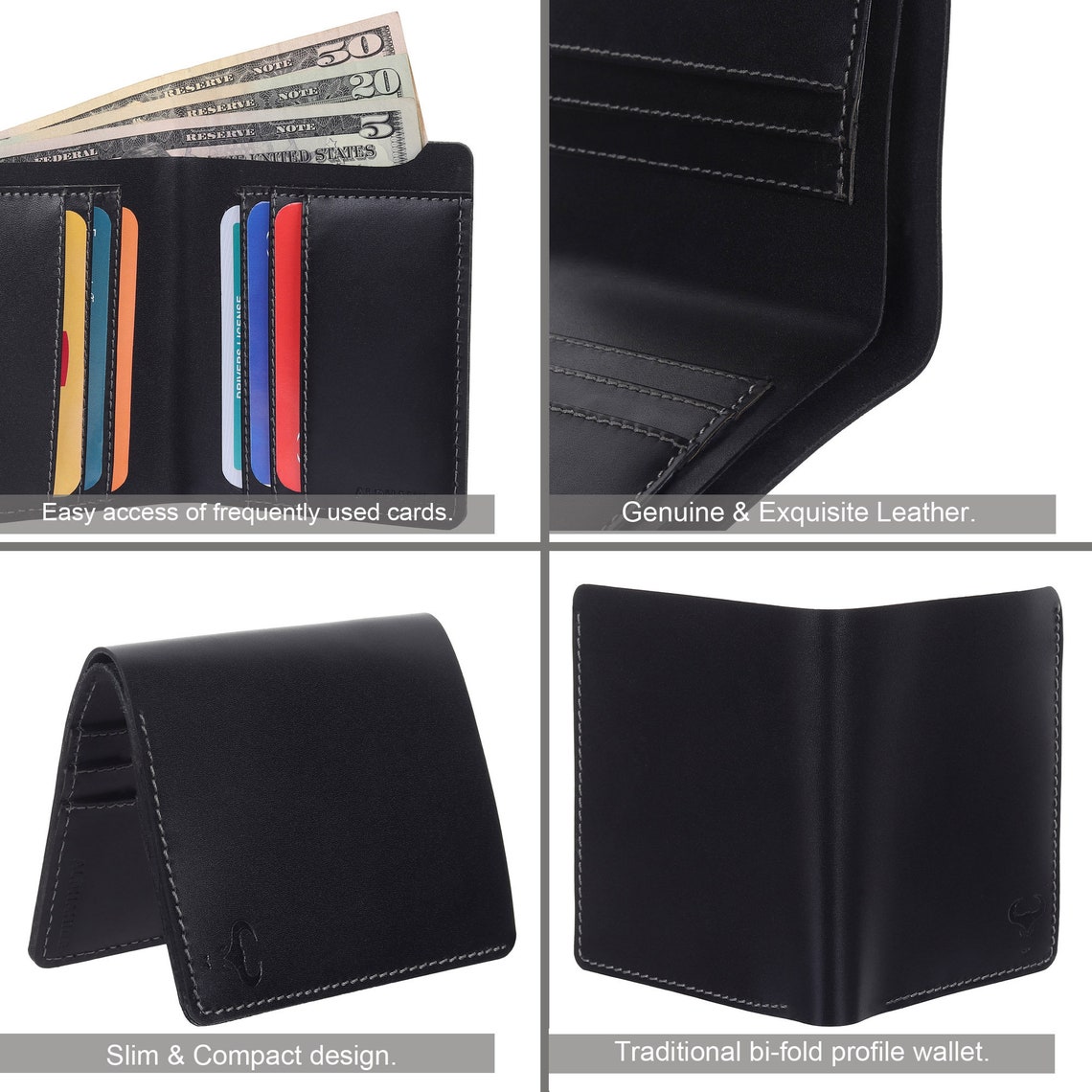 Genuine Leather Wallet-premium Bifold Wallet-vertical Men - Etsy
