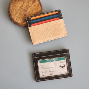 Leder Kartenetui - Kleines Leder Portemonnaie - Schmales Portemonnaie Kreditkartenhalter - Braunes Leder - Minimalistisches Kartenetui- Fronttasche