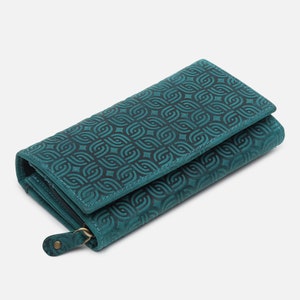 Green Women Wallet Embossed Leather Clutch Floral Leather Ladies Wallet Print Evening Purse  Red Leather Wallet Brown Leather Women Wallet