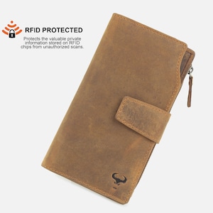 Genuine Leather Clutch for Women - RFID Blocking Ladies Wallet- Ladies Purse - Multi Card Organizer - Phone Pocket - External Coin Pocket
