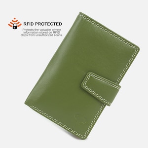 Portefeuille en cuir véritable pour femme - Portefeuille pour femme avec protection RFID - Beau portefeuille pour fille - Porte-carte de crédit pour femme - Portefeuille zippé avec poche pour pièce
