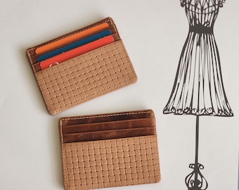 Leather Card Holder - Small Leather Wallet - Slim Wallet Credit Card Holder - Brown Leather - Minimalist Card Case-Front Pocket Wallet