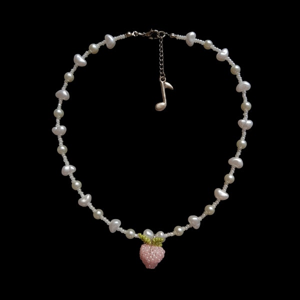 Irem Necklace in Dusty Pink with Strawberry Charm