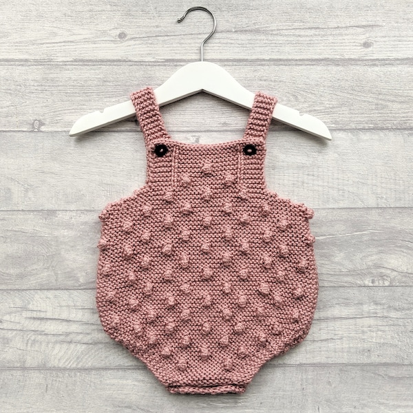 Popcorn Baby Romper Knitting Pattern